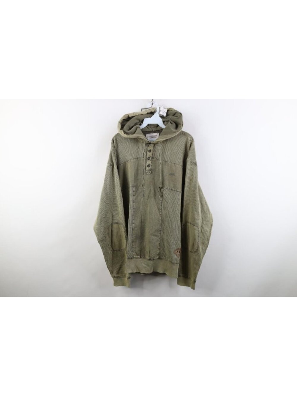 Vtg 90s Marithe Francois Girbaud Men XL Stonewash Thermal Knit Hoodie Sweatshirt